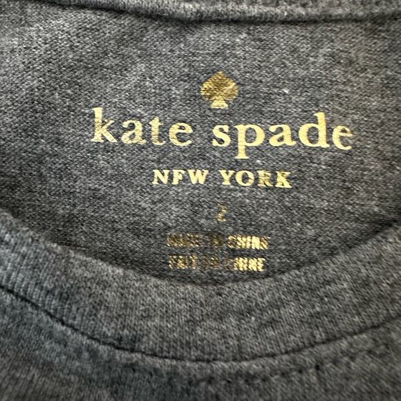 KATE SPADE 🍭🍭NEW YORK 🍭🍭REDUCED NWOT Gray LS Adorable MUST HAVE TOP SIZE 2 - Picture 2 of 9